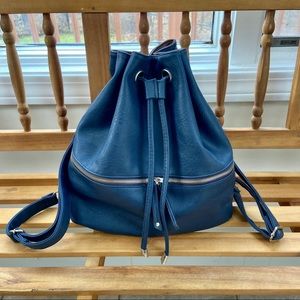 Blue leather backpack
